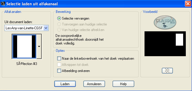 Selectie laden uit alfakanaal 
