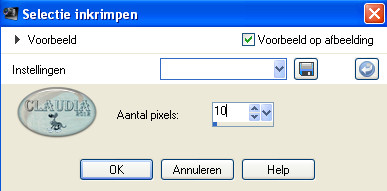 Instelling Inkrimpen van selectie