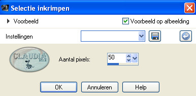 Instelling Inkrimpen van selectie