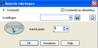 Instelling Inkrimpen van selectie