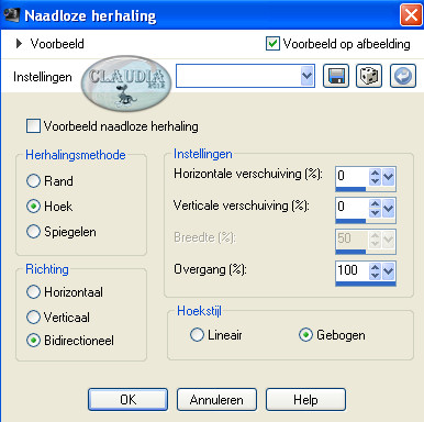 Instellingen Afbeeldingseffect - Naadloze herhaling