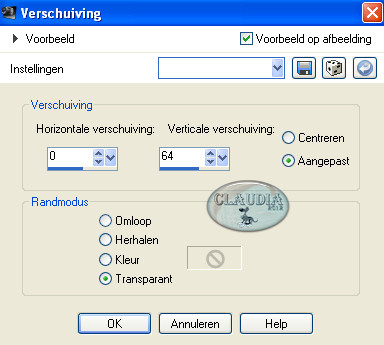 Instellingen Afbeeldingseffect - Verschuiving