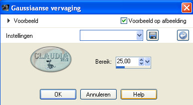 Instellingen Gaussiaanse vervaging