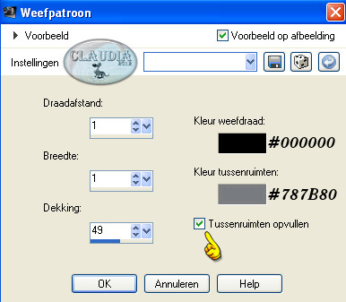 Instellingen Textuureffect - Weefpatroon