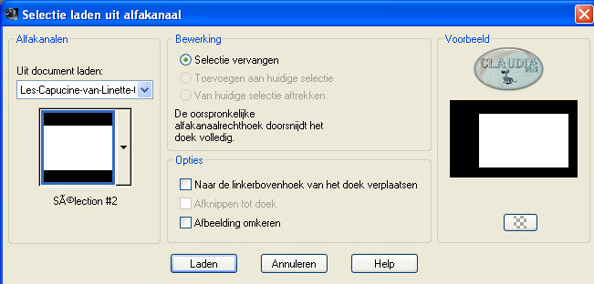 Selectie laden uit alfkanaal