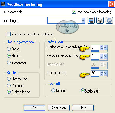 Instellingen Afbeeldingseffect - Naadloze herhaling