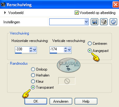 Instellingen Afbeeldingseffect - Verschuiving 