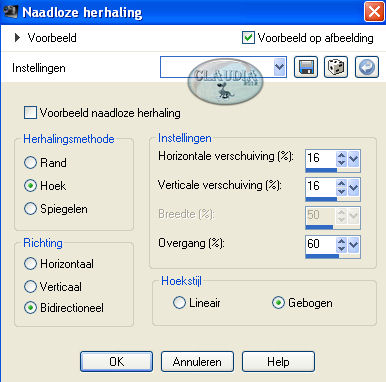 Instellingen Afbeeldingseffect - Naadloze herhaling