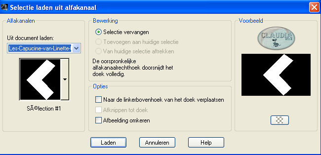 Selectie laden uit alfkanaal