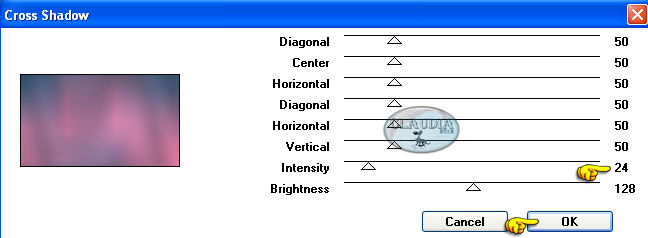 Instellingen filter Graphics Plus - Cross Shadow