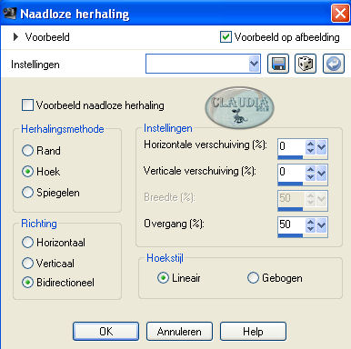 Instellingen Afbeeldingseffect - Naadloze herhaling