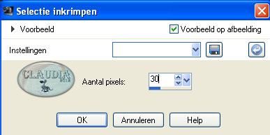 Instelling Inkrimpen van selectie