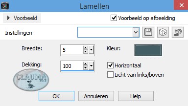 Instellingen Textuureffect - Lamellen