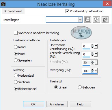 Instellingen Afbeeldingseffect - Naadloze herhaling