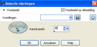 Instelling Inkrimpen van selectie