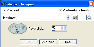 Instelling Inkrimpen van selectie