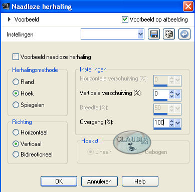 Instellingen Afbeeldingseffect - Naadloze herhaling