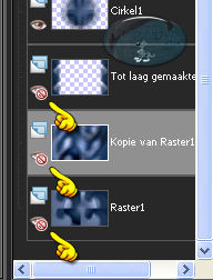 Sluit de volgende lagen in je Lagenpallet : Raster1 - Kopie van Raster1 en de 