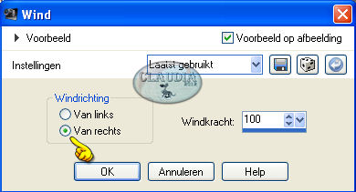 Instellingen ervormingseffect - Wind