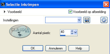 Instelling Inkrimpen van selectie