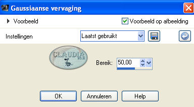 Instellingen Gaussiaanse vervaging