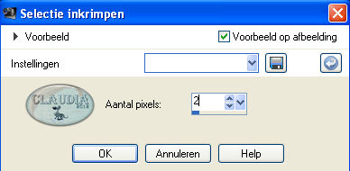 Instelling Inkrimpen van selectie