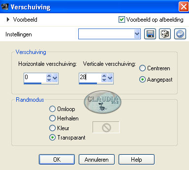 Instellingen Afbeeldingseffect - Verschuiving