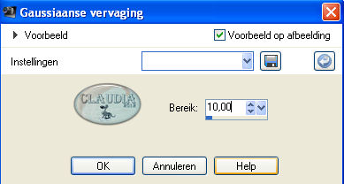 Instellingen Gaussiaanse vervaging