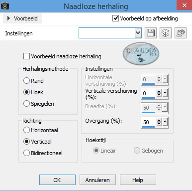 Instellingen Afbeeldingseffect - Naadloze herhaling