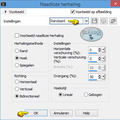 Instellingen Afbeeldingseffect - Naadloze herhaling