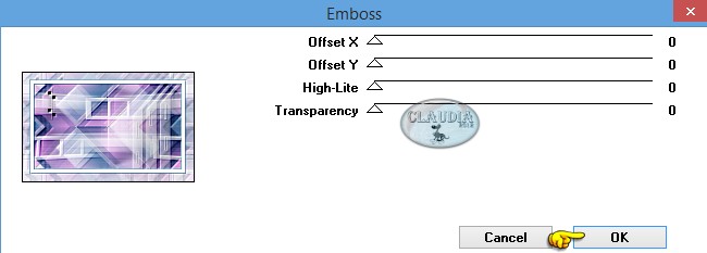 Instellingen filter Graphics Plus - Emboss