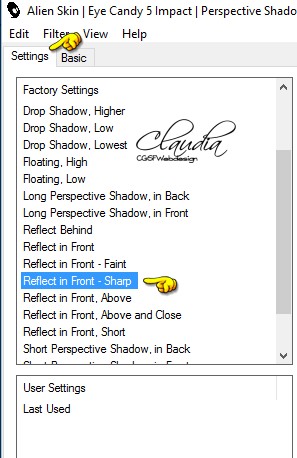 Instellingen filter Eye Candy 5 : Impact - Perspective Shadow