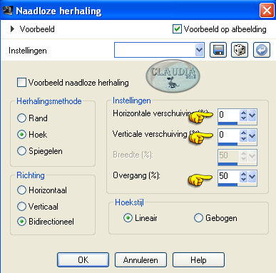 Instellingen Afbeeldingseffect - Naadloze herhaling