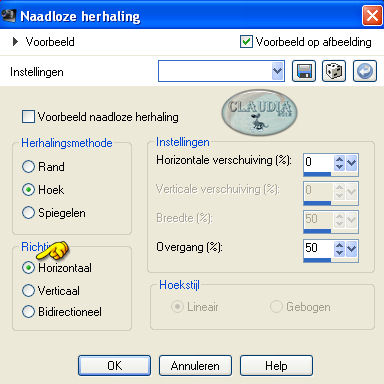 Instellingen Afbeeldingseffect - Naadloze herhaling