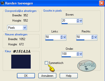 Instellingen Randen toevoegen