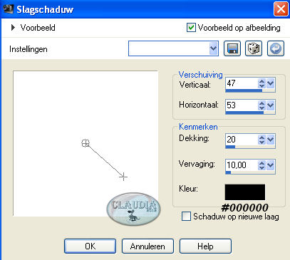 Instellingen 3D Effecten - Slagschaduw