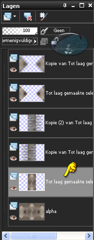 Activeer in je Lagenpallet de 2de laag van onderen (= Tot laag gemaakte selectie)