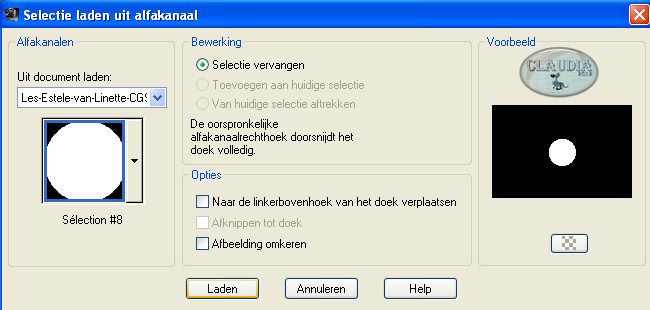 Selectie laden uit alfakanaal