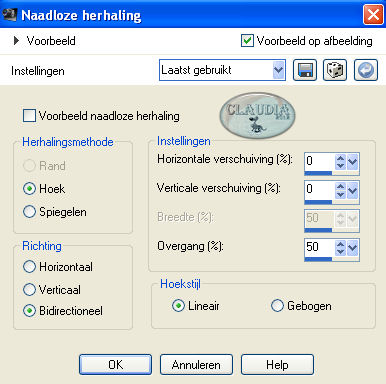 Instellingen Afbeeldingseffect - Naadloze herhaling