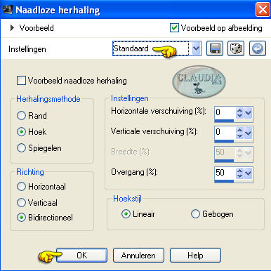 Instelllingen Afbeeldingseffect - Naadloze herhaling