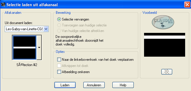 Selectie laden uit alfakanaal