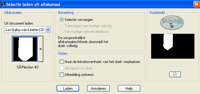 Selectie laden uit alfakanaal