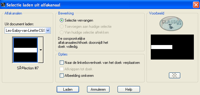 Selectie laden uit alfkanaal 