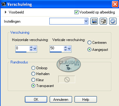 Instellingen Afbeeldingseffect - Verschuiving