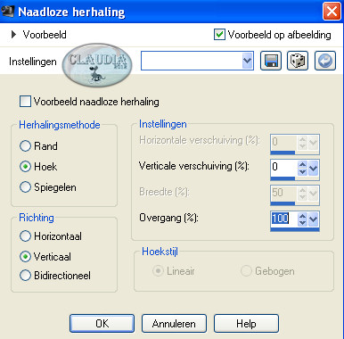 Instellingen Afbeeldingseffect - Naadloze herhaling