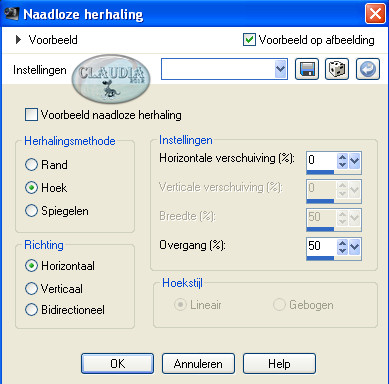 Instellingen Afbeeldingseffect - Naadloze herhaling