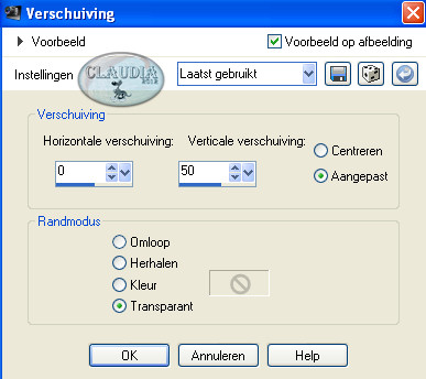 Instellingen Afbeeldingseffect - Verschuiving