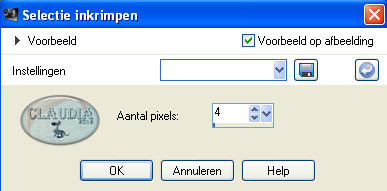 Instelling Inkrimpen van selectie