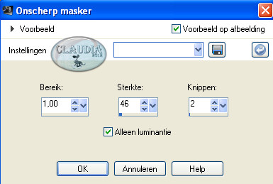 Instellingen Onscherp masker