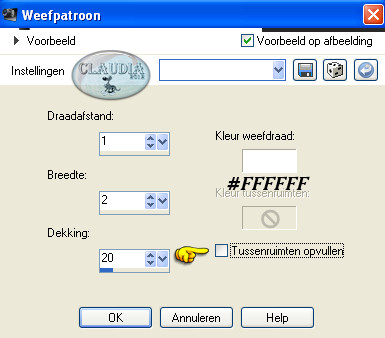 Instellingen Textuureffect - Weefpatroon